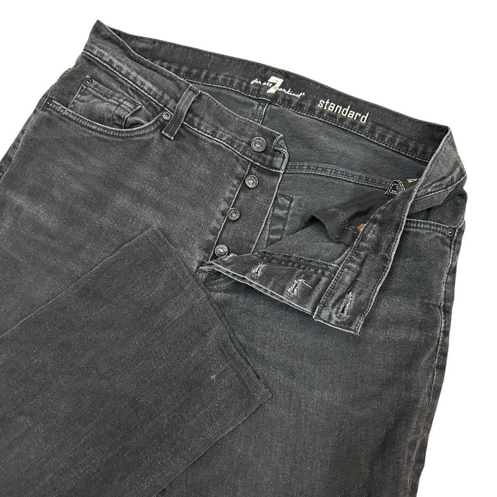 7 For All Mankind Standard Jeans Mens‎ 34X28 Black Button Fly Denim